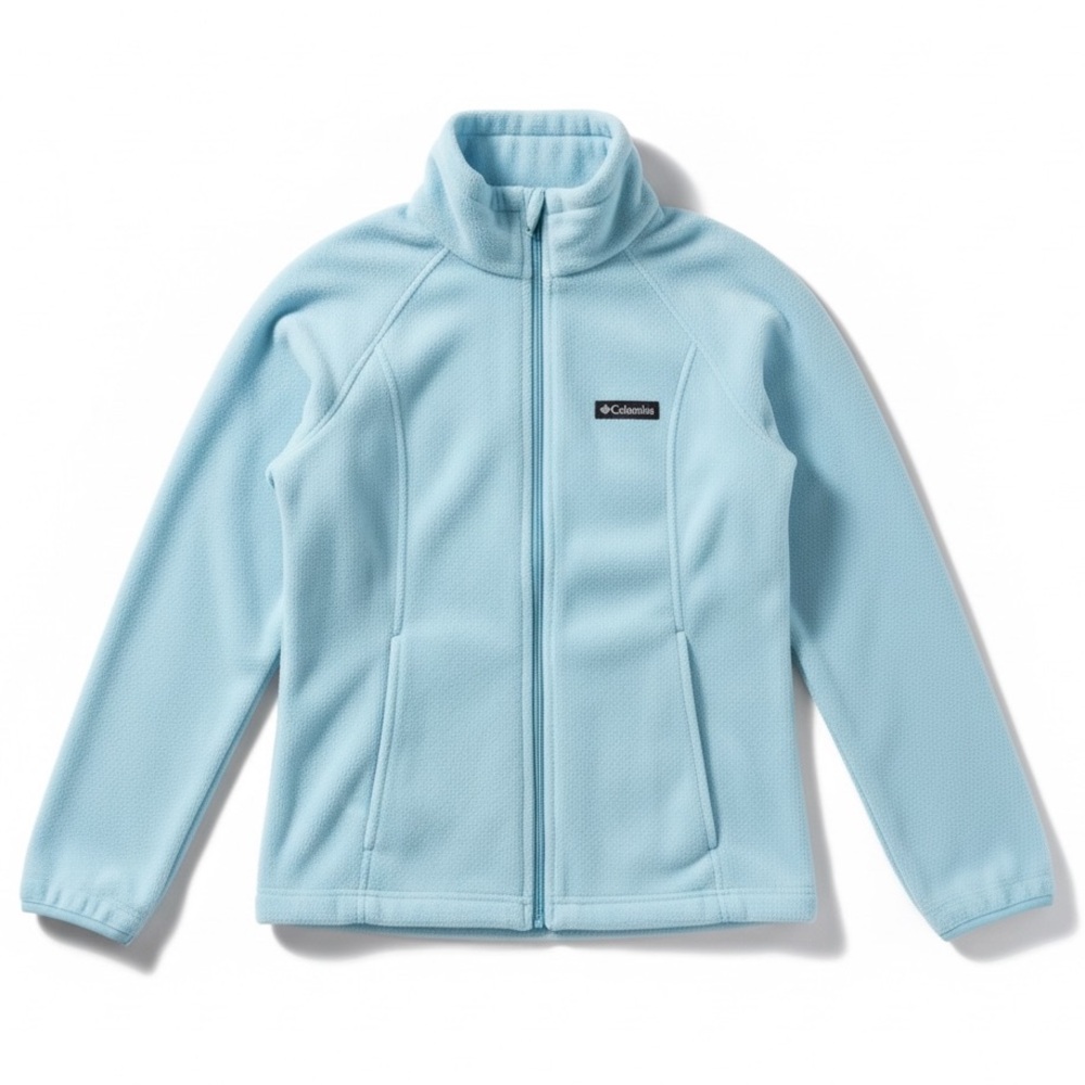 New Columbia Full Zip Fleece Jacket Outdoor Hiking Travel Casual Ice Blue Size S
